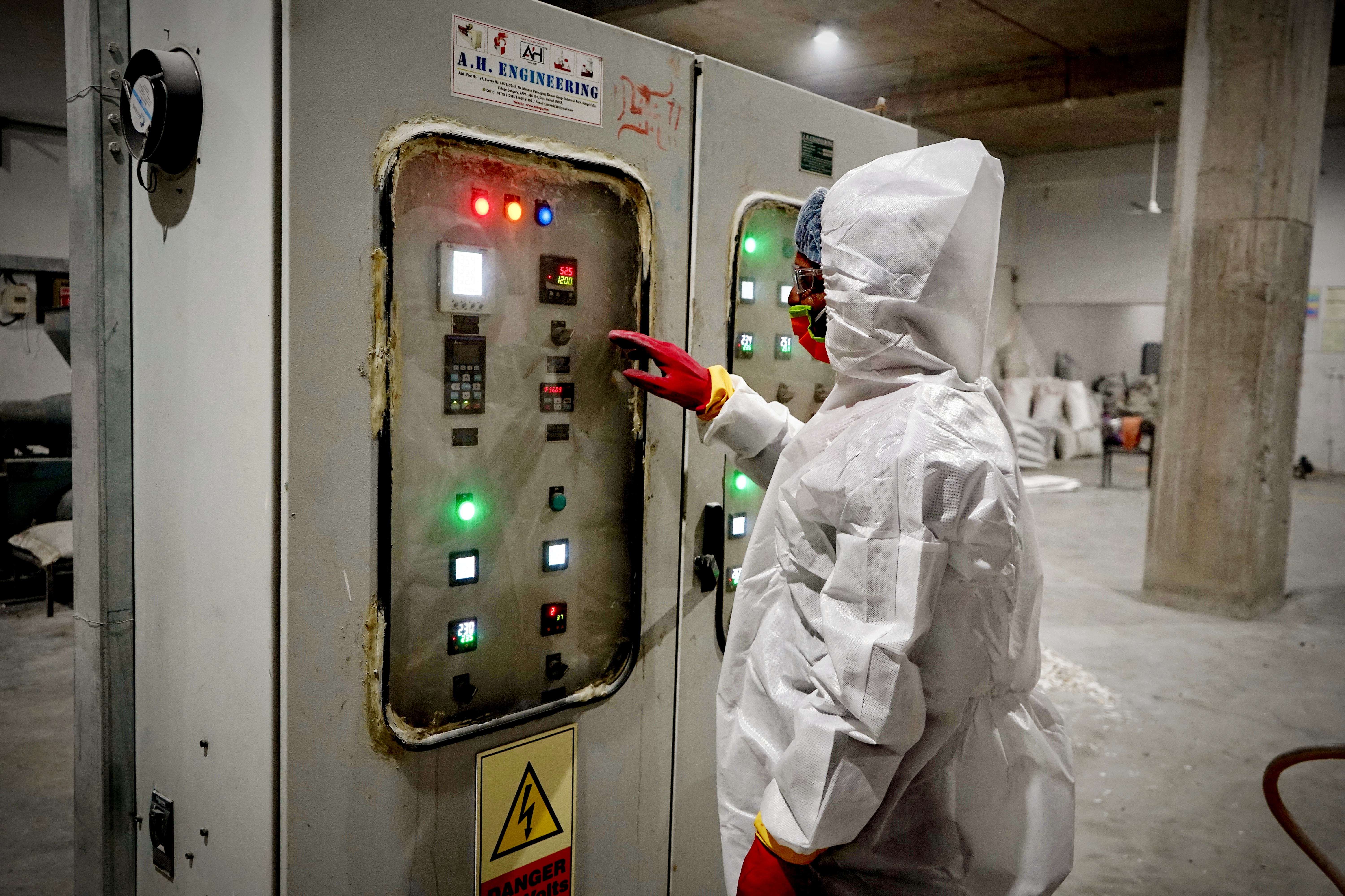 Worker Operating Electric Machine