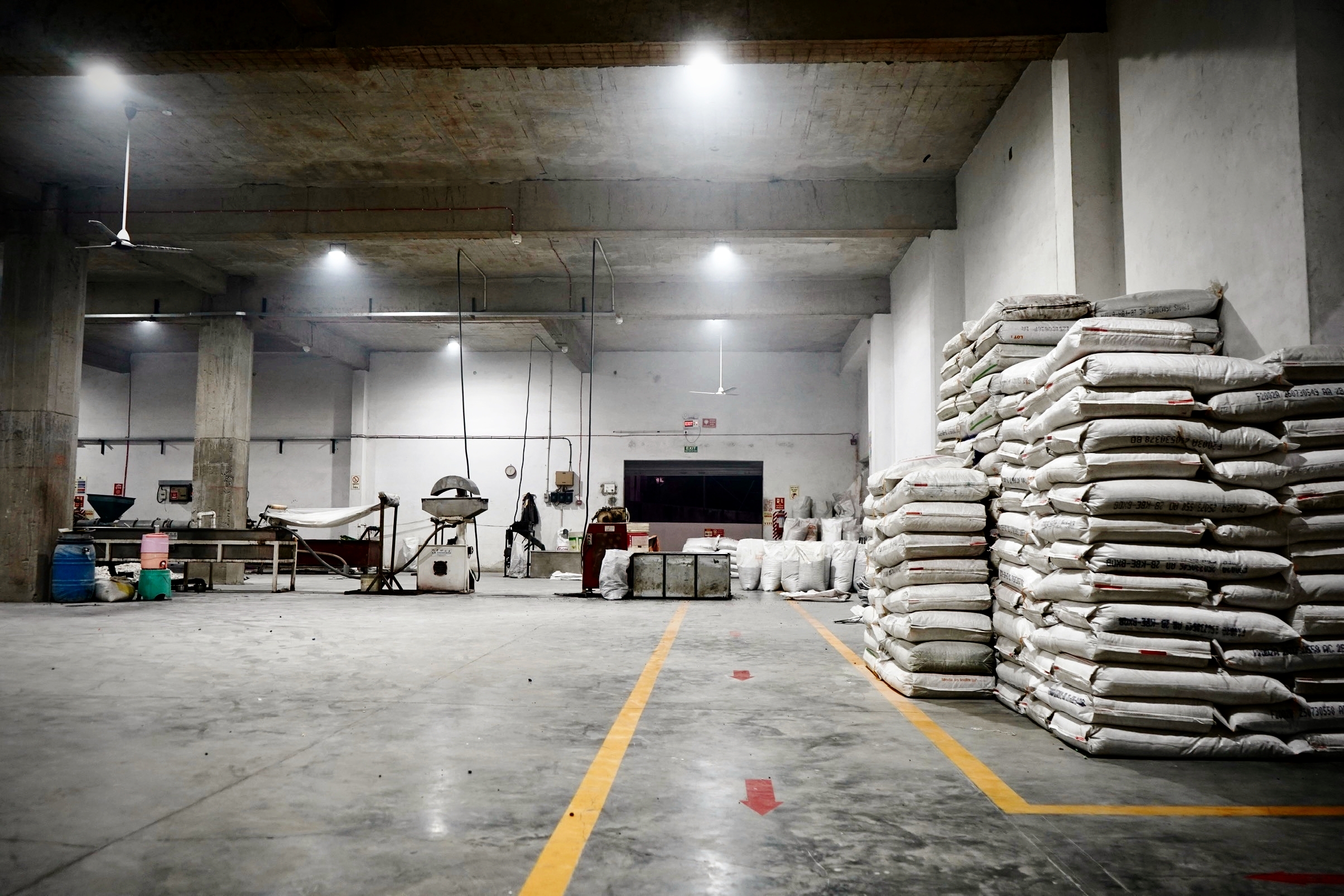 Godown Warehouse with Granules Bags Storage